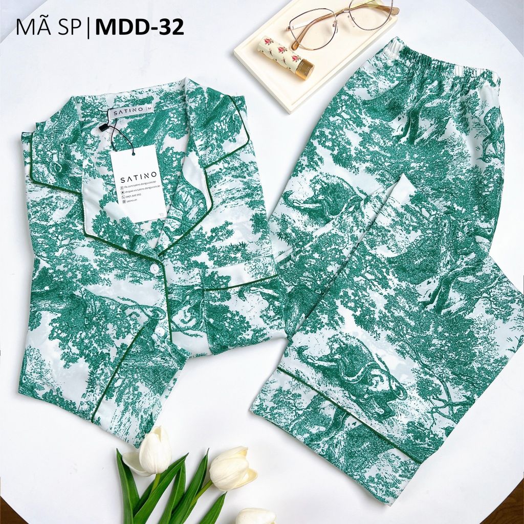 Pijama nữ Lụa Mango TDQD Satino - Toile Dark Green
