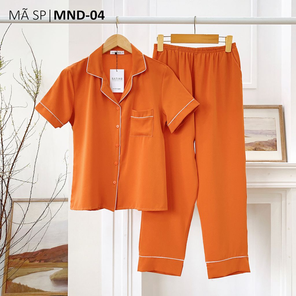 Đồ bộ mặc nhà, đồ ngủ, Pijama nữ Lụa màu trơn TNQD Satino - Orange