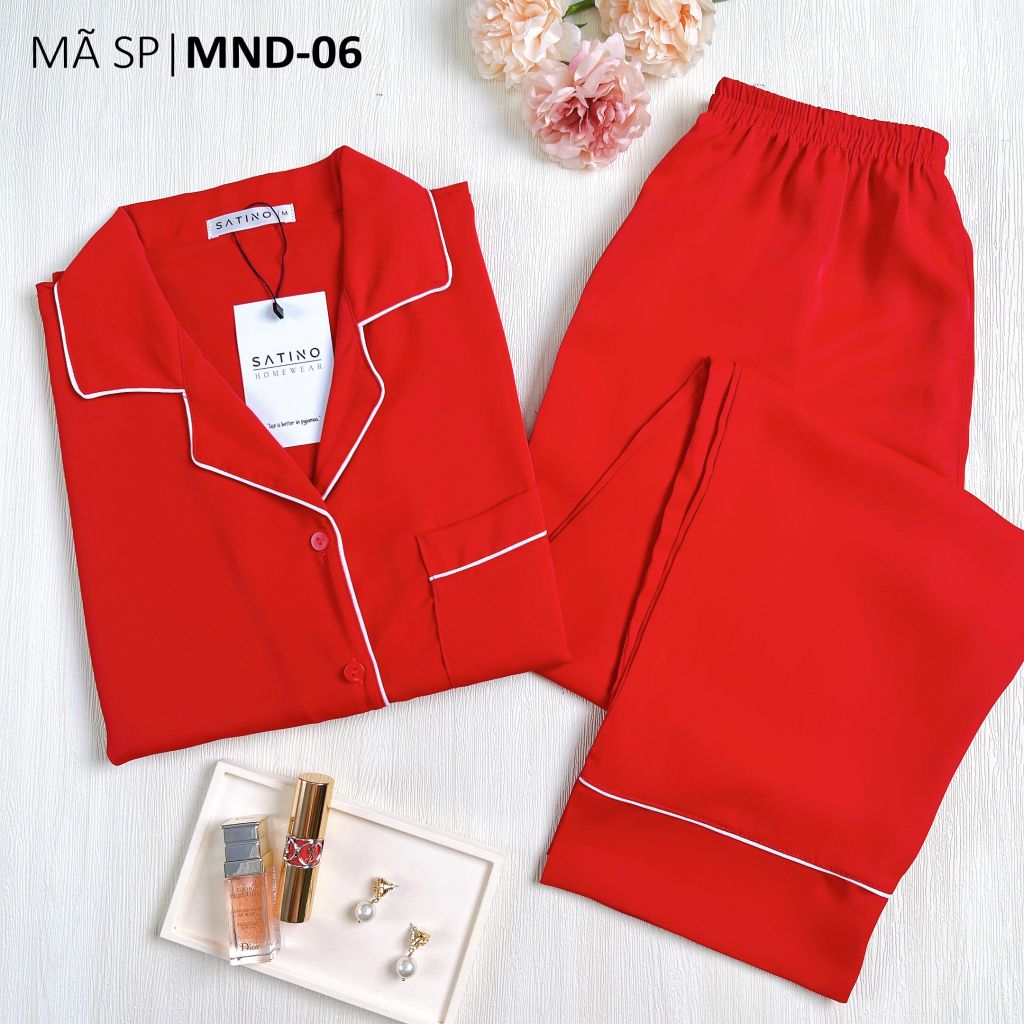 Đồ bộ mặc nhà, đồ ngủ, Pijama nữ Lụa màu trơn TNQD Satino - Wine Red