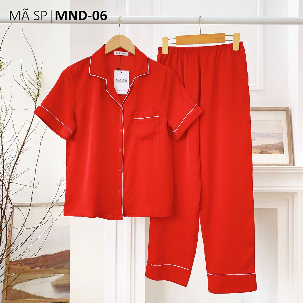 Đồ bộ mặc nhà, đồ ngủ, Pijama nữ Lụa màu trơn TNQD Satino - Wine Red
