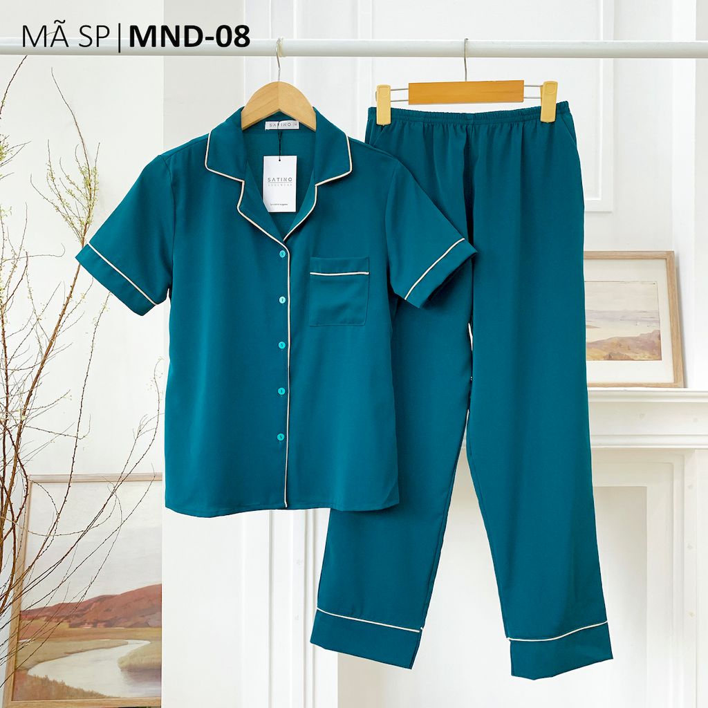 Đồ bộ mặc nhà, đồ ngủ, Pijama nữ Lụa màu trơn TNQD Satino - Mallard Green