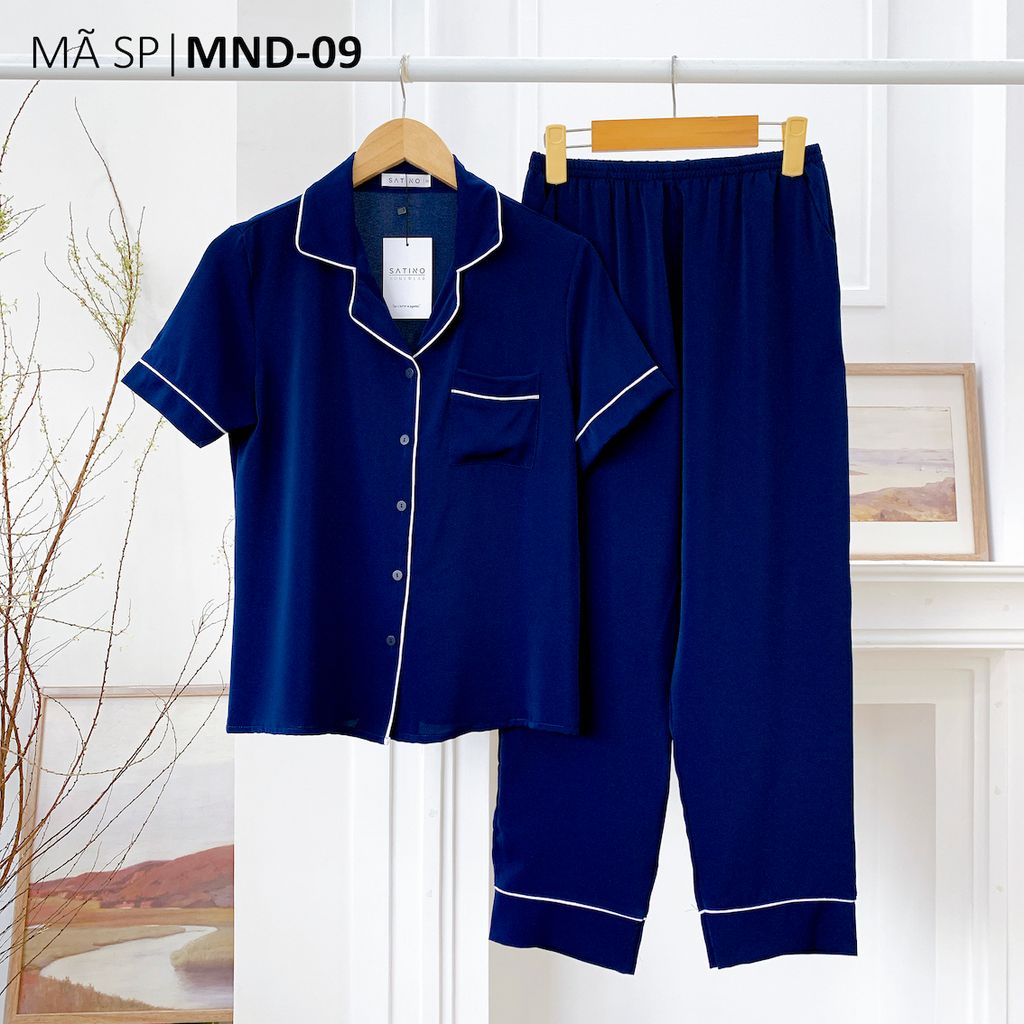 Đồ bộ mặc nhà, đồ ngủ, Pijama nữ Lụa màu trơn TNQD - Dark Blue