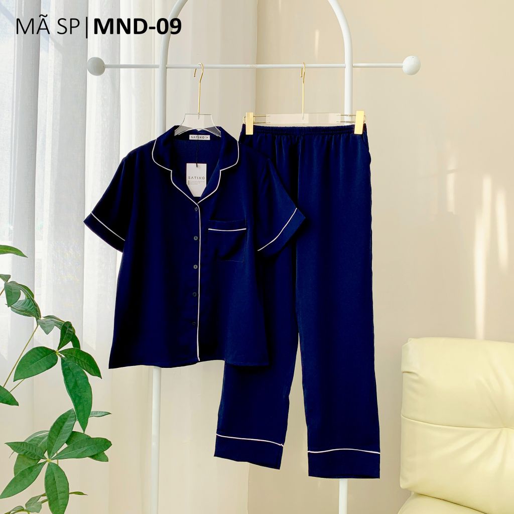 Đồ bộ mặc nhà, đồ ngủ, Pijama nữ Lụa màu trơn TNQD - Dark Blue