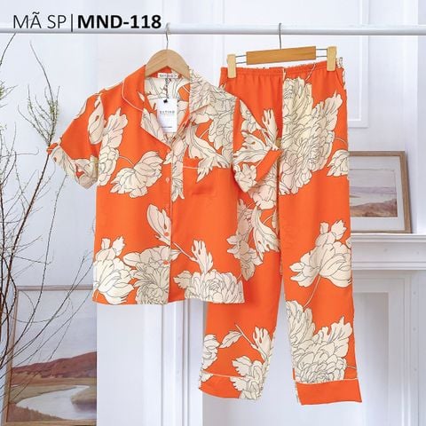 Đồ bộ mặc nhà, đồ ngủ, Pijama nữ Lụa TNQD Satino - Mercy Orange