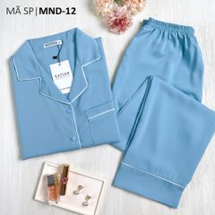 Đồ bộ mặc nhà, đồ ngủ Pijama nữ lụa màu trơn TNQD Satino - Blue