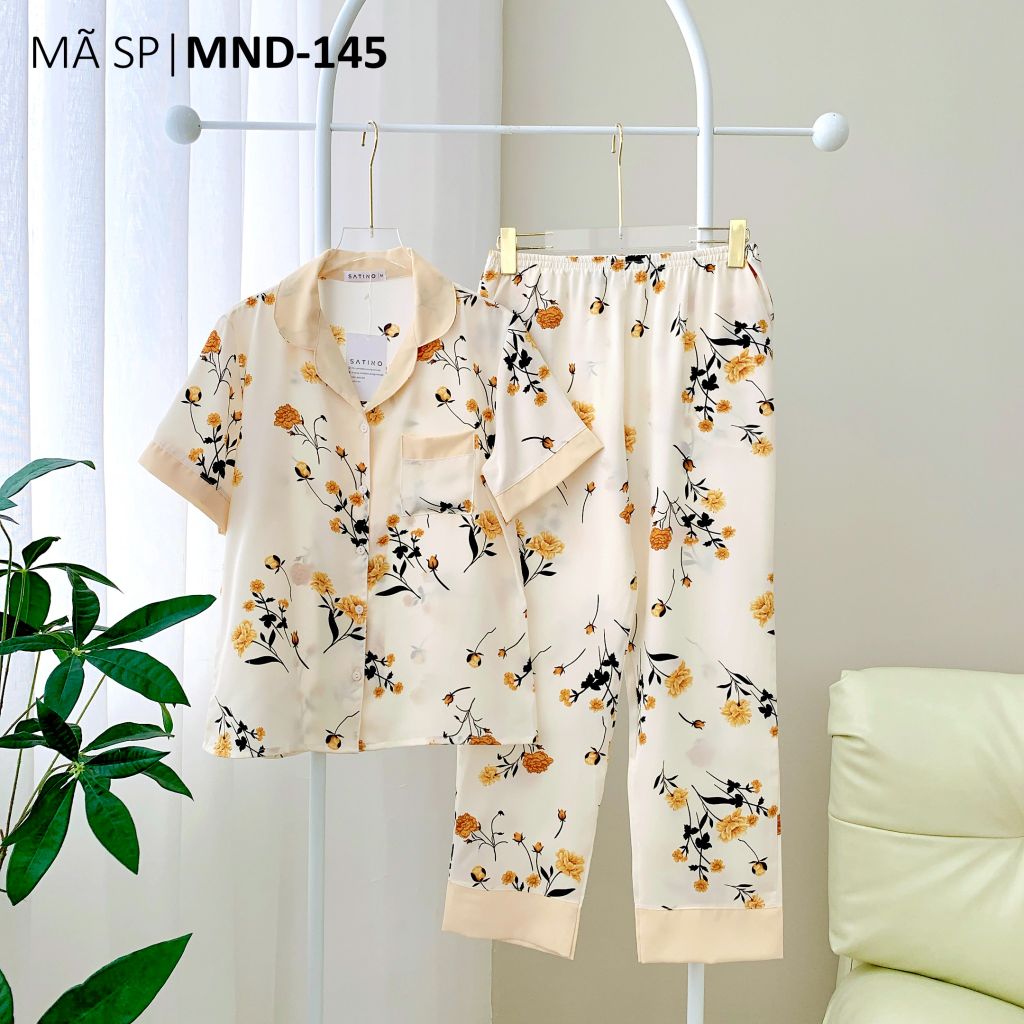 Đồ bộ mặc nhà, đồ ngủ, Pijama nữ Lụa TNQD Satino - Grace Cream