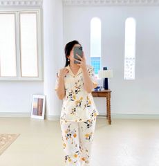 Đồ bộ mặc nhà, đồ ngủ, Pijama nữ Lụa TNQD Satino - Grace Cream