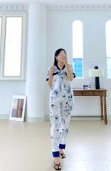 Đồ bộ mặc nhà, đồ ngủ, Pijama nữ Lụa TNQD Satino - Riley Dark Blue