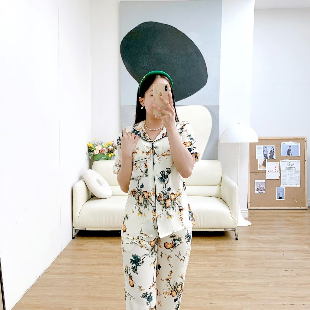 Đồ bộ mặc nhà, đồ ngủ, Pijama nữ Lụa TNQD Satino - Muse Green