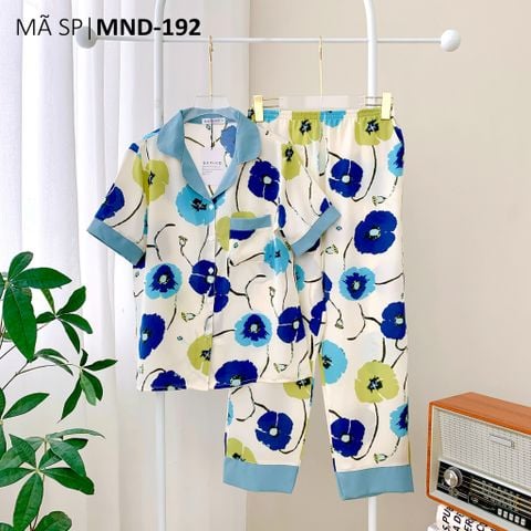 Pijama lụa mango mềm mại, không nhăn Satino TNQD - Celes Blue