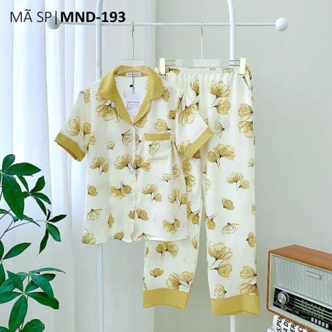 Pijama lụa mango mềm mại, không nhăn Satino TNQD - Della Yellow