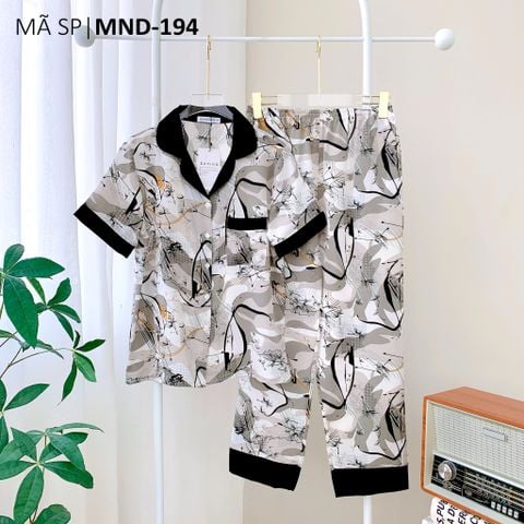 Pijama lụa mango mềm mại, không nhăn Satino TNQD - Herin Black