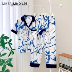Pijama lụa mango mềm mại, không nhăn Satino TNQD - Wavy Dark Blue