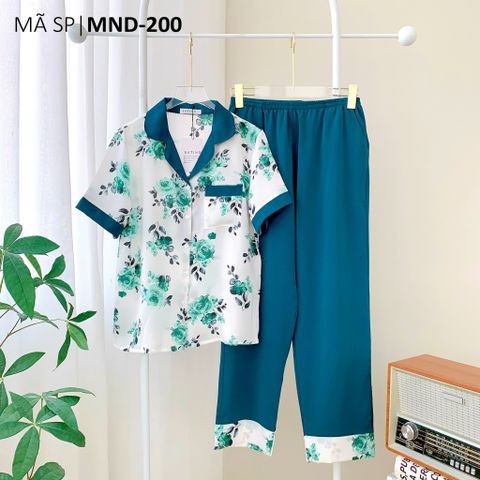 Pijama lụa mango mềm mại, không nhăn Satino TNQD - Rosa Mallard Green