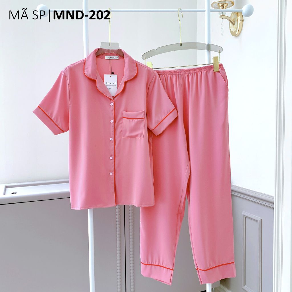 Pijama lụa mango mềm mại, không nhăn Satino TNQD - Pink Red