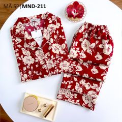 Pijama lụa mango mềm mại, không nhăn Satino TNQD - Giva Red