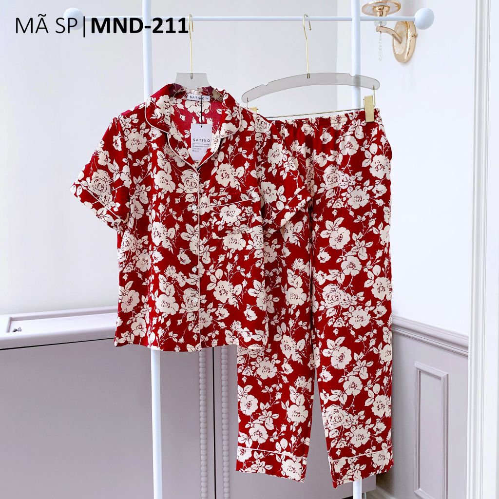 Pijama lụa mango mềm mại, không nhăn Satino TNQD - Giva Red
