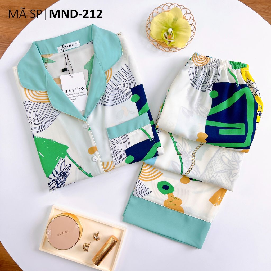 Pijama lụa mango mềm mại, không nhăn Satino TNQD - Bina Mint