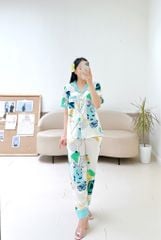 Pijama lụa mango mềm mại, không nhăn Satino TNQD - Bina Mint