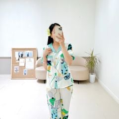 Pijama lụa mango mềm mại, không nhăn Satino TNQD - Bina Mint