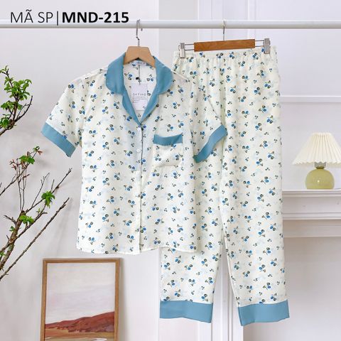 Pijama lụa mango mềm mại, không nhăn Satino TNQD - Cami Blue