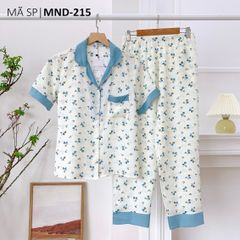 Pijama lụa mango mềm mại, không nhăn Satino TNQD - Cami Blue