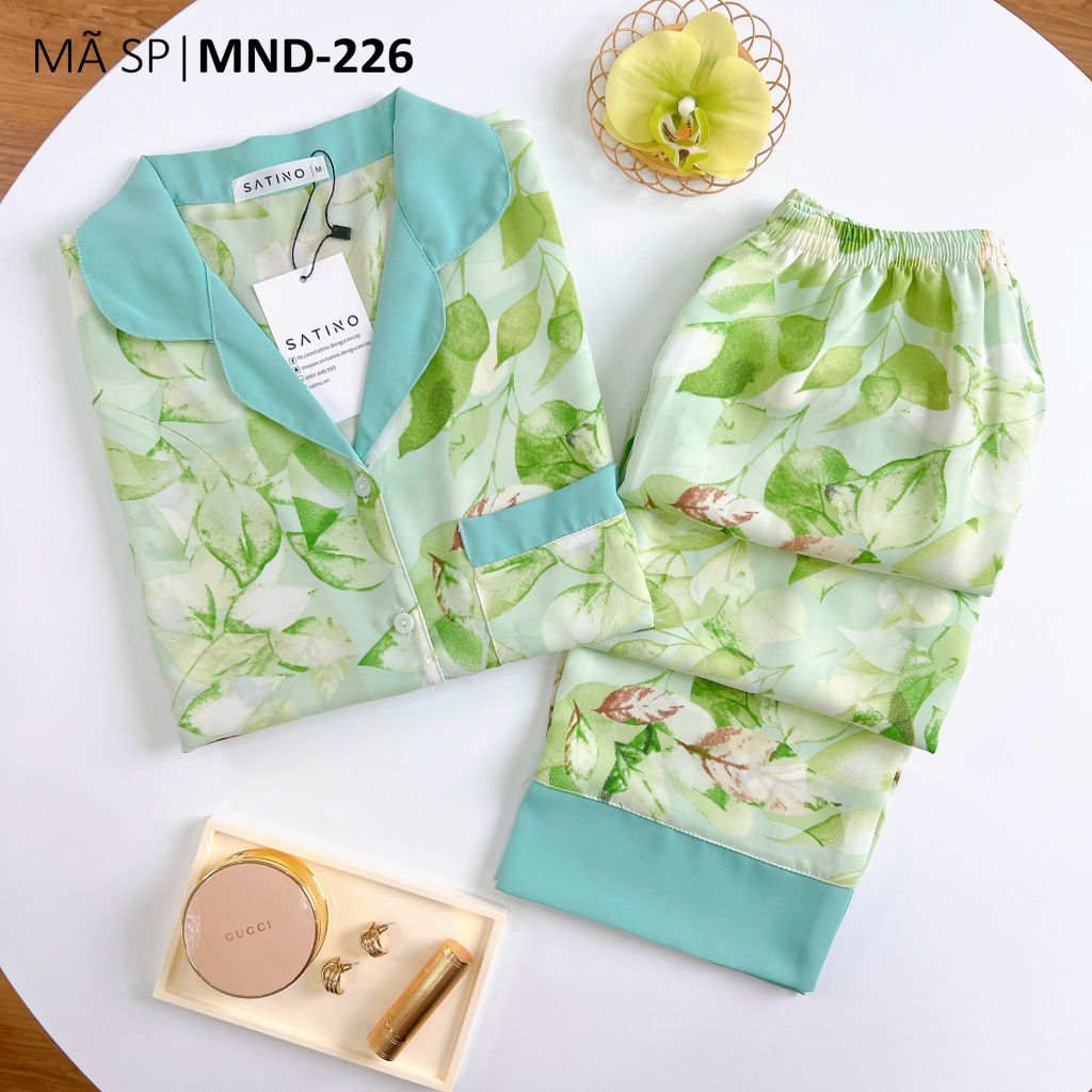 Pijama lụa mango mềm mại, không nhăn Satino TNQD - Corin Mint