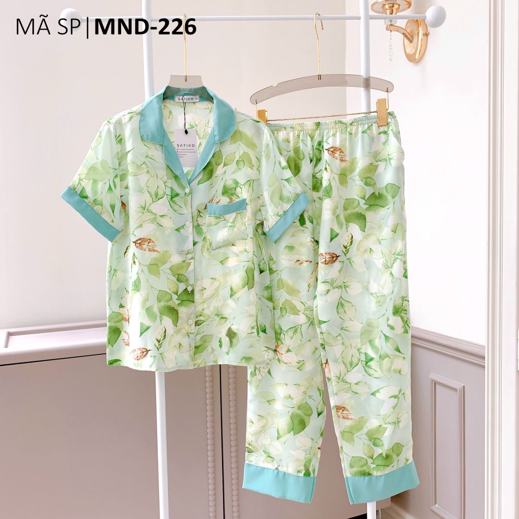 Pijama lụa mango mềm mại, không nhăn Satino TNQD - Corin Mint