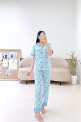 Pijama lụa mango mềm mại, không nhăn Satino TNQD - Sela Blue