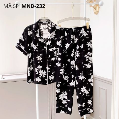 Pijama lụa mango mềm mại, không nhăn Satino TNQD - Flossy Black