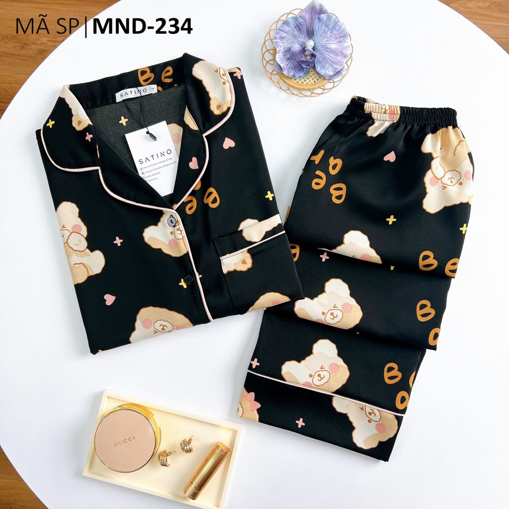 Pijama lụa mango mềm mại, không nhăn Satino TNQD - Honey Black