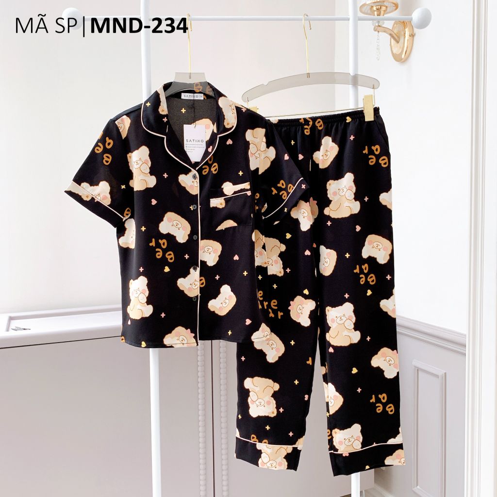 Pijama lụa mango mềm mại, không nhăn Satino TNQD - Honey Black