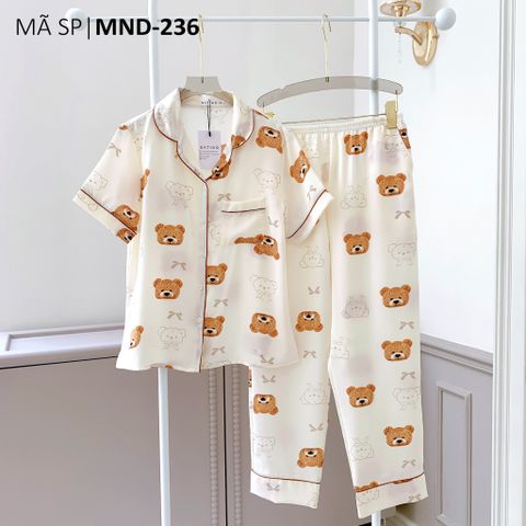 Pijama lụa mango mềm mại, không nhăn Satino TNQD - Beanie Cream