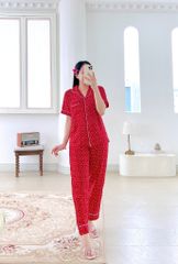 Pijama lụa mango mềm mại, không nhăn Satino TNQD - Nami Red