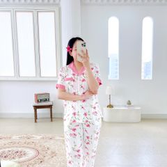 Pijama lụa mango mềm mại, không nhăn Satino TNQD - Niva Pink