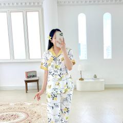 Pijama lụa mango mềm mại, không nhăn Satino TNQD - Wendie Yellow