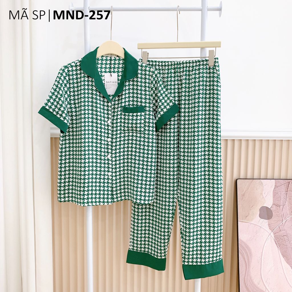 Pijama lụa mango mềm mại, không nhăn Satino TNQD - Sofie Dark Green