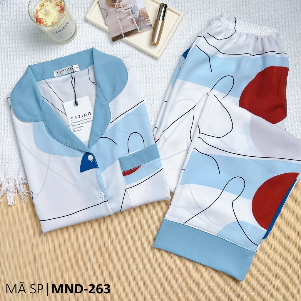 Đồ pijama nữ lụa mango TNQD Satino - Jolin Blue