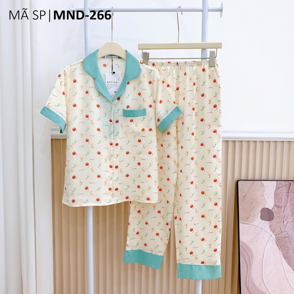 Đồ pijama nữ lụa mango TNQD Satino - Cherry Mint