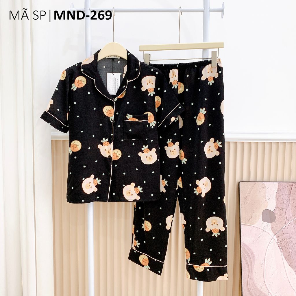 Đồ pijama nữ lụa mango TNQD Satino - Hanni Black