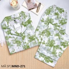 Đồ pijama nữ lụa mango TNQD Satino cổ nhọn - Lux Green