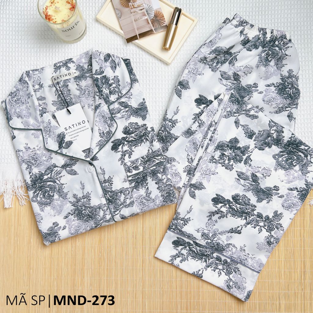 Đồ pijama nữ lụa mango TNQD Satino cổ nhọn - Lux Grey