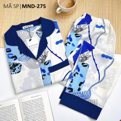 Pijama lụa mango mềm mại, không nhăn Satino TNQD - Bina Dark Blue