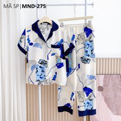 Pijama lụa mango mềm mại, không nhăn Satino TNQD - Bina Dark Blue
