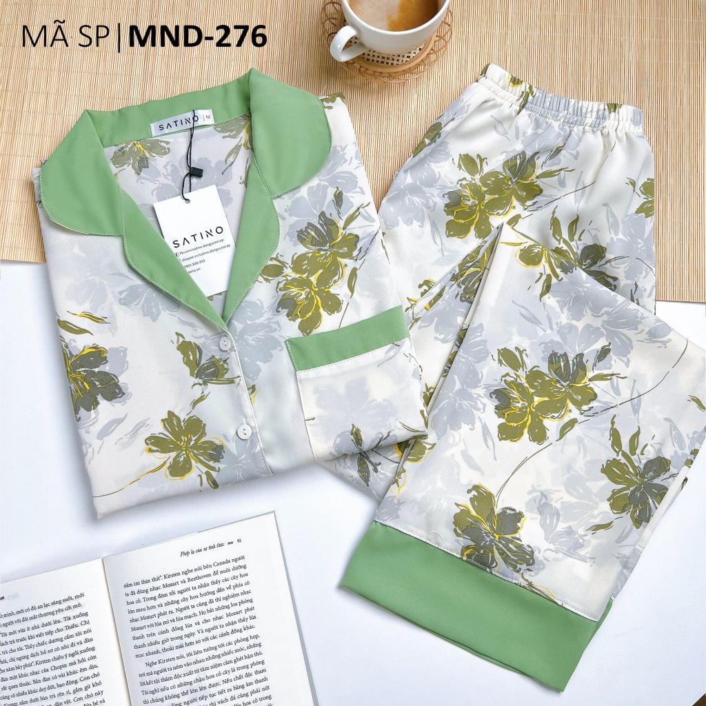 Pijama lụa mango mềm mại, không nhăn Satino TNQD - Moria Olive