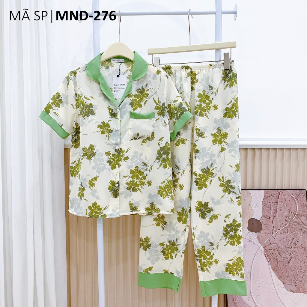 Pijama lụa mango mềm mại, không nhăn Satino TNQD - Moria Olive