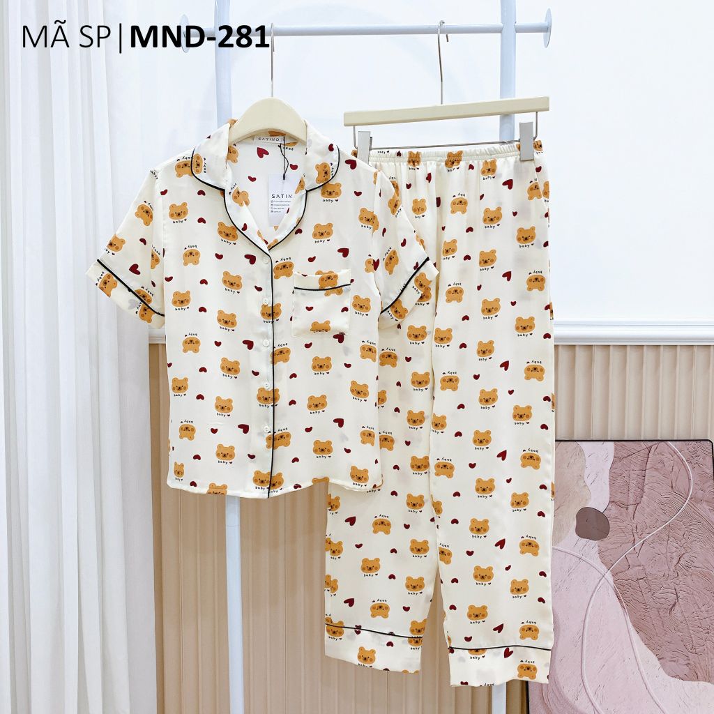 Pijama lụa mango mềm mại, không nhăn Satino TNQD - Doli Cream