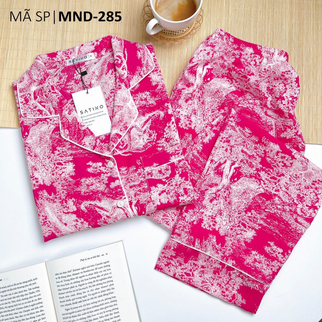 Đồ pijama nữ lụa mango TNQD Satino cổ nhọn - Toile Pink