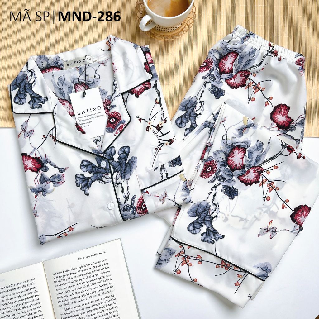 Đồ pijama nữ lụa mango TNQD Satino cổ nhọn - Muse Gray