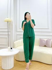 Đồ bộ mặc nhà, đồ ngủ, Pijama nữ Lụa TNQD Satino màu trơn - Dark Green